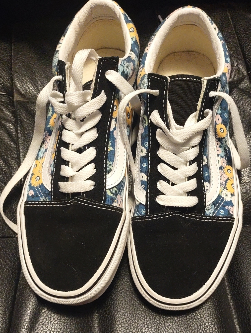 Vans Old Skool Floral Lace-Up Sneakers - Black, Blue & Yellow
